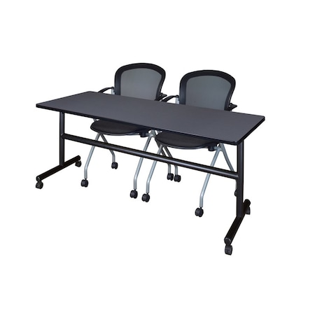 Kobe Rectangle FlipTop Table, 72" W, 29" H, Laminate Top, Gray MKFT7230GY23BK
